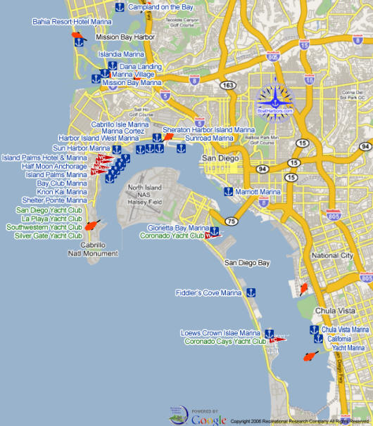 San Diego Bay Marina Map